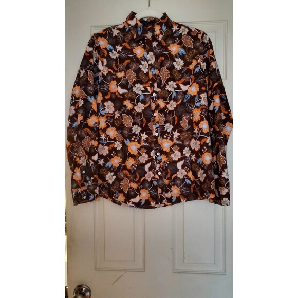 Lands End Womens No Iron Supima Cotton Floral Button-Up Shirt Size 4 - Picture 6 of 10